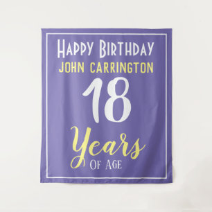 Tapete De Parede Feliz Aniversário com Nome e Idade 18 Anos