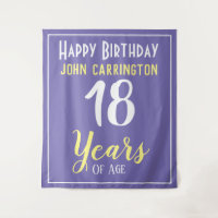 Feliz Aniversário com Nome e Idade 18 Anos Tapeçar