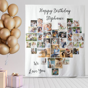 Tapete De Parede Feliz Aniversário do Coração 36 Colagem de Fotos