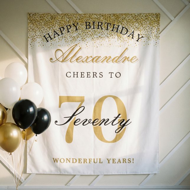Tapete De Parede Feliz Aniversário Parabéns aos 70 Anos de Celebraç (Happy Birthday Cheers To 70 Years Celebration Tapestry)