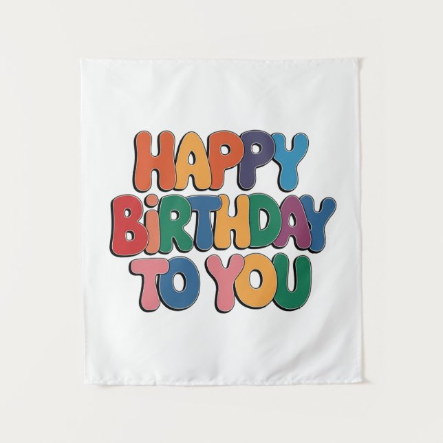 Tapete De Parede Feliz Aniversário Retrô (Frente)