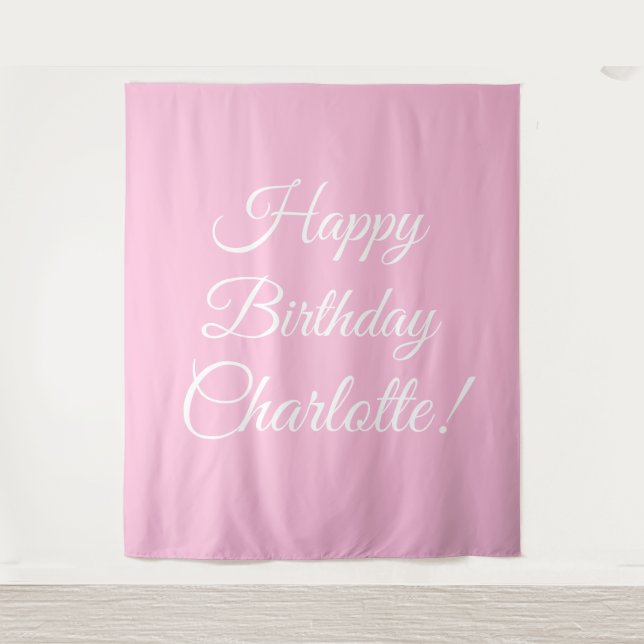 Tapete De Parede Feliz Aniversário texto personalizado nome script  (Frente)