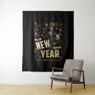 Tapete De Parede feliz ano novo 2022, Glitter Dourado festivo