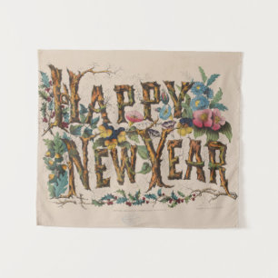 Tapete De Parede Feliz Ano Novo, Impressão Vintage Currier & Ives