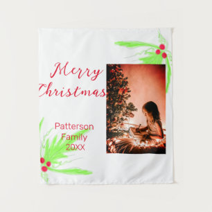 Tapete De Parede Feliz Brilho Natal adicione o nome da família de b