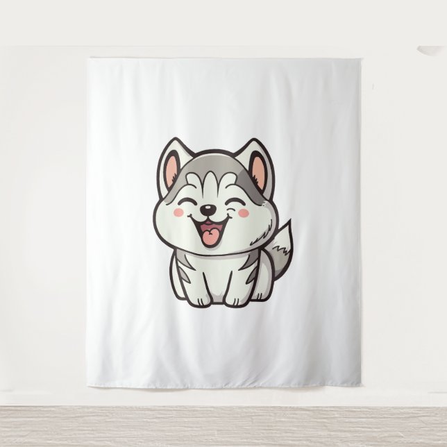 Tapete De Parede Feliz cão siberiano (Frente)
