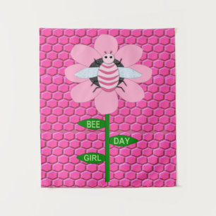 Tapete De Parede Feliz Dia da Abelha Menina Rosa Aniversário Abelha