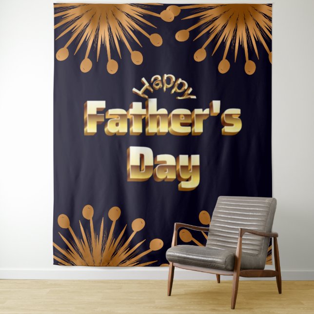 Tapete De Parede Feliz Dia dos Pais Bold Gold 3D Text Design (In Situ)