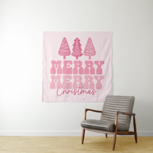 Tapete De Parede Feliz Feliz Natal - Design de Férias Rosa