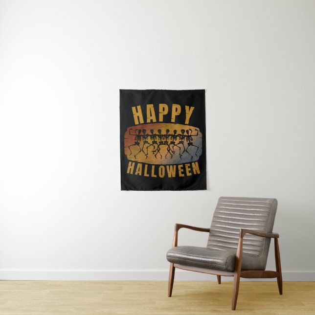 TAPETE DE PAREDE FELIZ HALLOWEEN ESQUELETO DANÇANTE (In Situ)