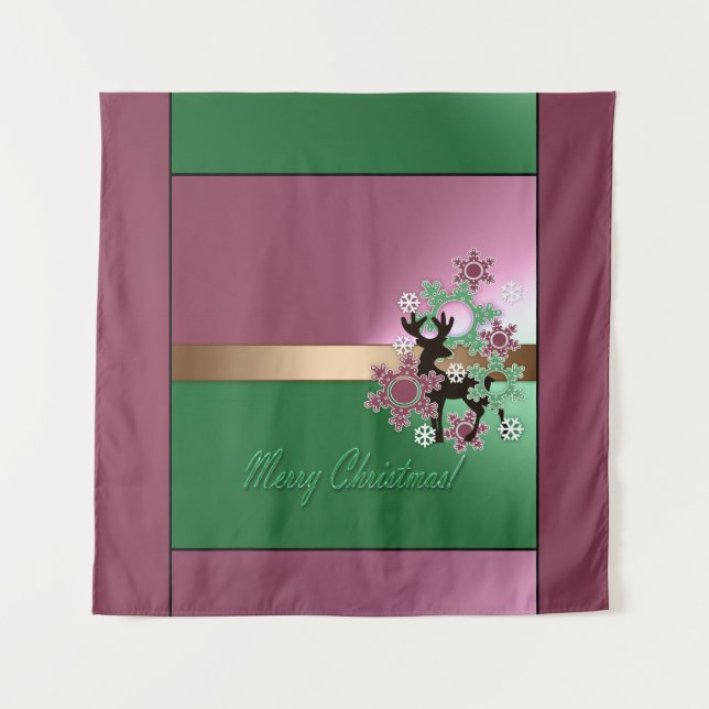 Tapete De Parede Feliz Natal! , ano novo, veado de Natal, neve (Frente)