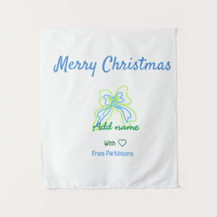 Tapete De Parede Feliz Natal arco verde azul adicione nome de famíl