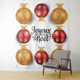 Tapete De Parede Feliz Natal enfeite vermelho dourado de Natal