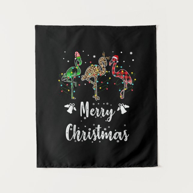 Tapete De Parede Feliz Natal Leopard Red Green Xadrez Flamingo (Frente)
