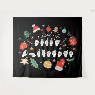 Tapete De Parede Feliz Natal - Língua de Sinais Americana III