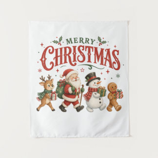 Tapete De Parede Feliz Natal Papai Noel e Amigos