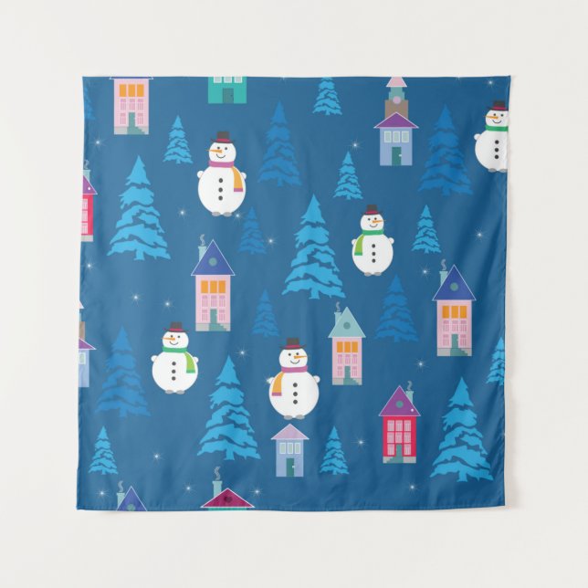 Tapete De Parede Feliz Padrão de Natal (Frente)