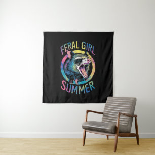 Tapete De Parede Feral Girl Summer Ogambm Tie Dye Raccoon