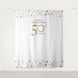 Tapete De Parede Festa de 50 Anos de Idade Dourado Branco Confete d