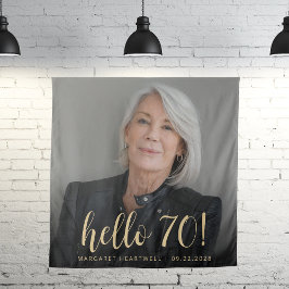 Tapete De Parede Festa de 70 Anos Foto com Letra Dourada