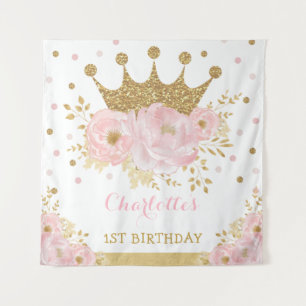 Tapete De Parede Festa de Aniversário da Princesa Coroa Real Rosa e