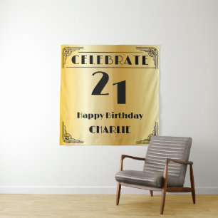 Tapete De Parede Festa de Aniversário de 21 anos com Arte Deco Eleg