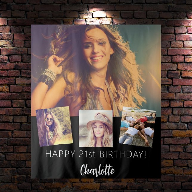 Tapete De Parede Festa de aniversário de colagem de fotos personali (Criador carregado)