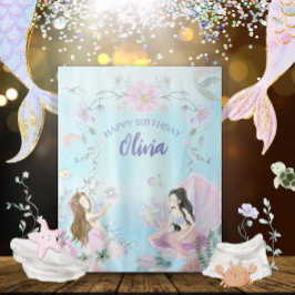 Tapete De Parede Festa de aniversário de Sereias de Aquarela