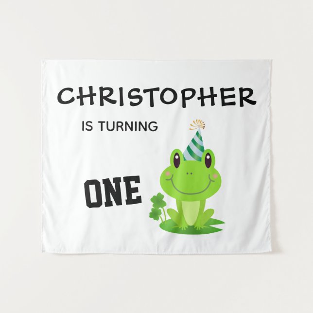Tapete De Parede Festa de Aniversário do Sapo Primeiro Aniversário  (Frente (Horizontal))