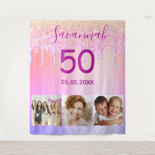 Tapete De Parede Festa de aniversário personalizada com brilho rosa