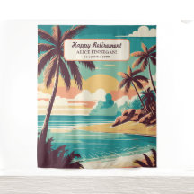 Festa de Aposentadoria com fundo de foto de praia 