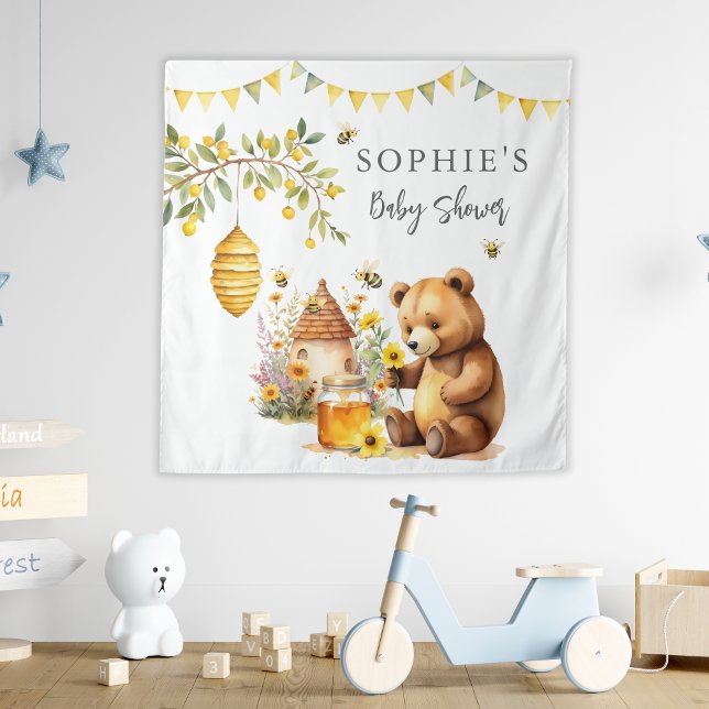 Tapete De Parede Festa de Bebê do Ursinho Pooh Abelhinha Fofa (Criador carregado)