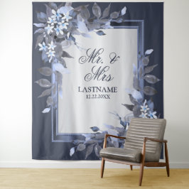 Tapete De Parede Festa de Casamento Azul Naval Floral Cinza Prata M