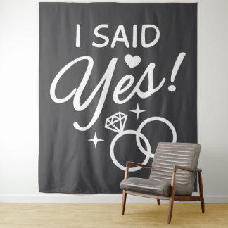 Tapete De Parede Festa de Engajamento Gray I Said Yes