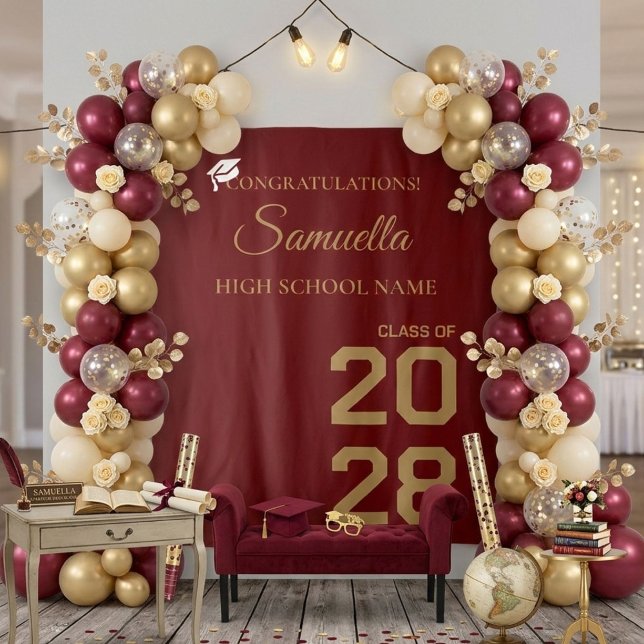 Tapete De Parede Festa de formatura de Script Dourado Moderno do fo (Criador carregado)