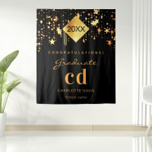 Festa de formatura preta dourada graduada nome 202