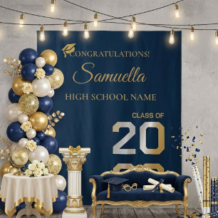 Tapete De Parede Festa de Graduação Roteiro Moderno Dourado de Form
