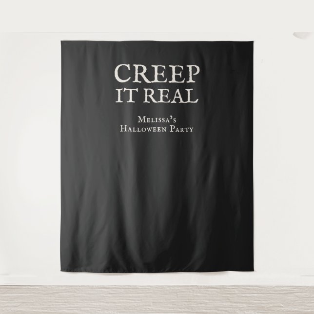 Tapete De Parede Festa de Halloween Creep it Real Preta (Frente)