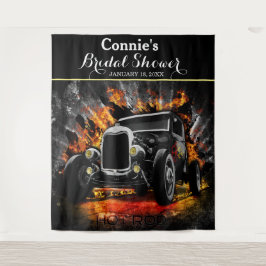 Tapete De Parede Festa de Hot Rod com fogo Fundo de casamento