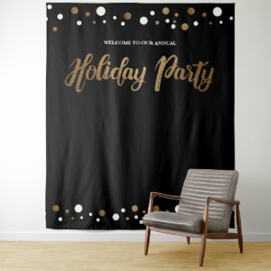 Tapete De Parede Festa de Natal Corporate Gold backdrop