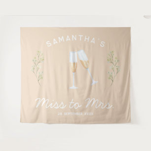 Tapete De Parede Festa de Solteira com Champanhe Floral Miss to Mrs