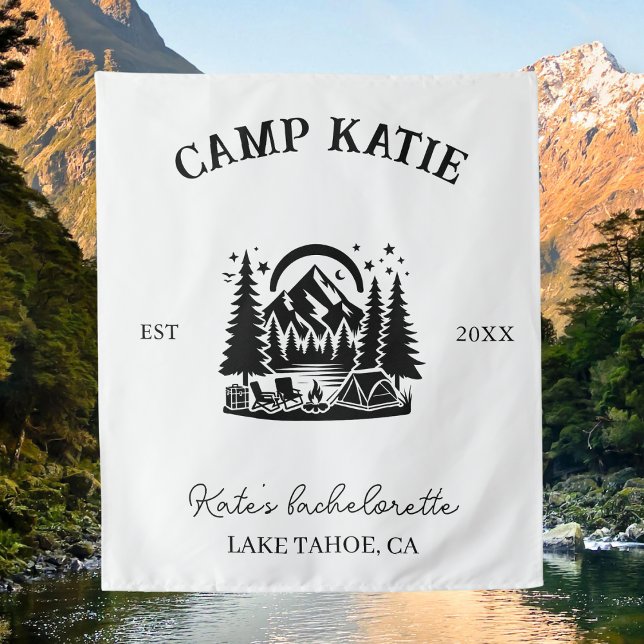 Tapete De Parede Festa de Solteira Personalizada de Acampamento Cam (Criador carregado)