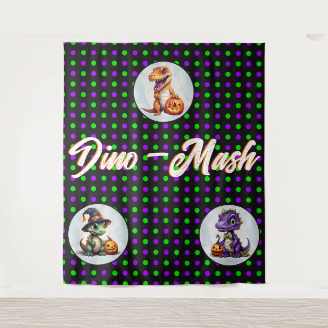 Tapete De Parede Festa Dino-Mash do Dinossaur do Halloween (Frente)