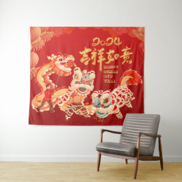 Tapete De Parede Festivo 2024 Dragão Festa Lunar Chinesa no Ano Nov