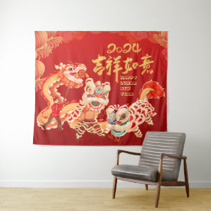 Tapete De Parede Festivo 2024 Dragão Festa Lunar Chinesa no Ano Nov
