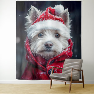 Tapete De Parede Festivo Westie na neve