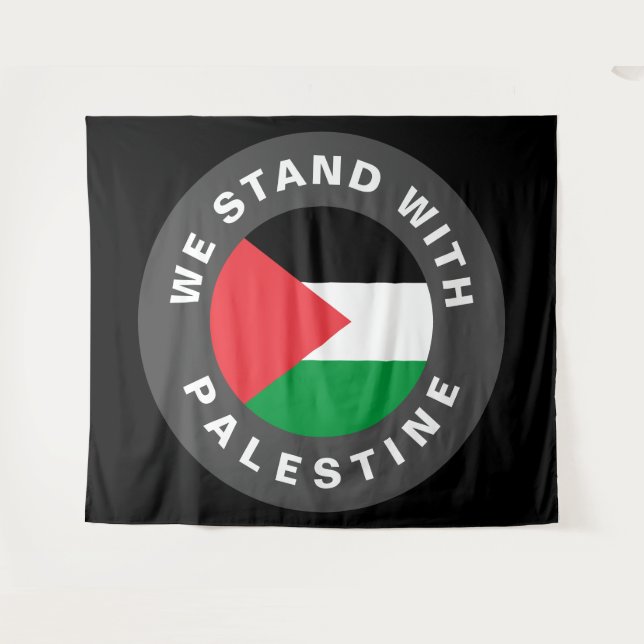 Tapete De Parede Ficamos com a bandeira da Palestina e o texto pers (Frente (Horizontal))