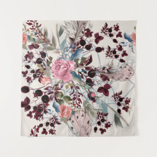 Tapete De Parede Figura bo-ho de moda com rosa flores e p