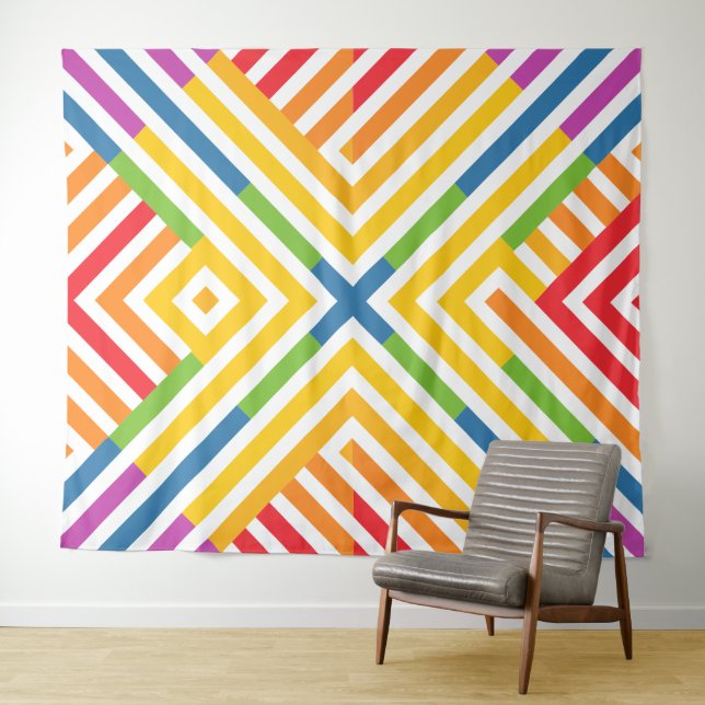 Tapete De Parede Figura com linhas diagonais em arco-íris (In Situ (Horizontal))