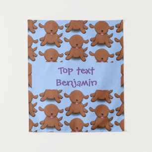 Tapete De Parede Figura de desenho azul de cachorro feliz e bonito